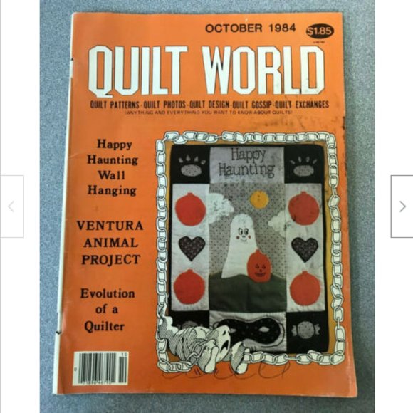 Quilt World Magazine October 1984 Halloween Quilting Pattern Floral Star Squares - Picture 1 of 4